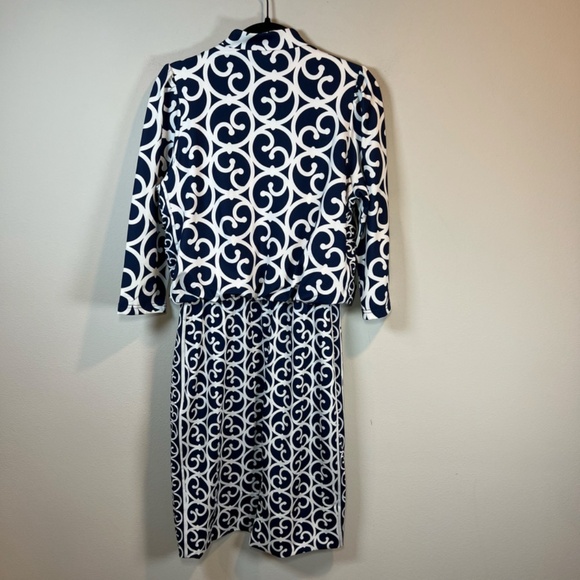 Gretchen Scott Womens Heavens Gates Dress Blue White Swirl Old Money No Belt Med - Picture 10 of 16